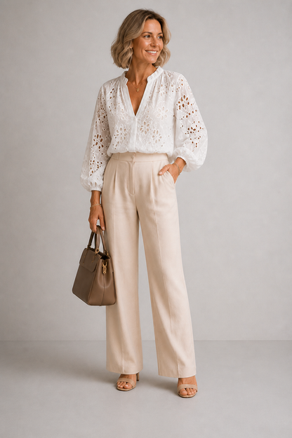 Frances | White Broderie Blouse