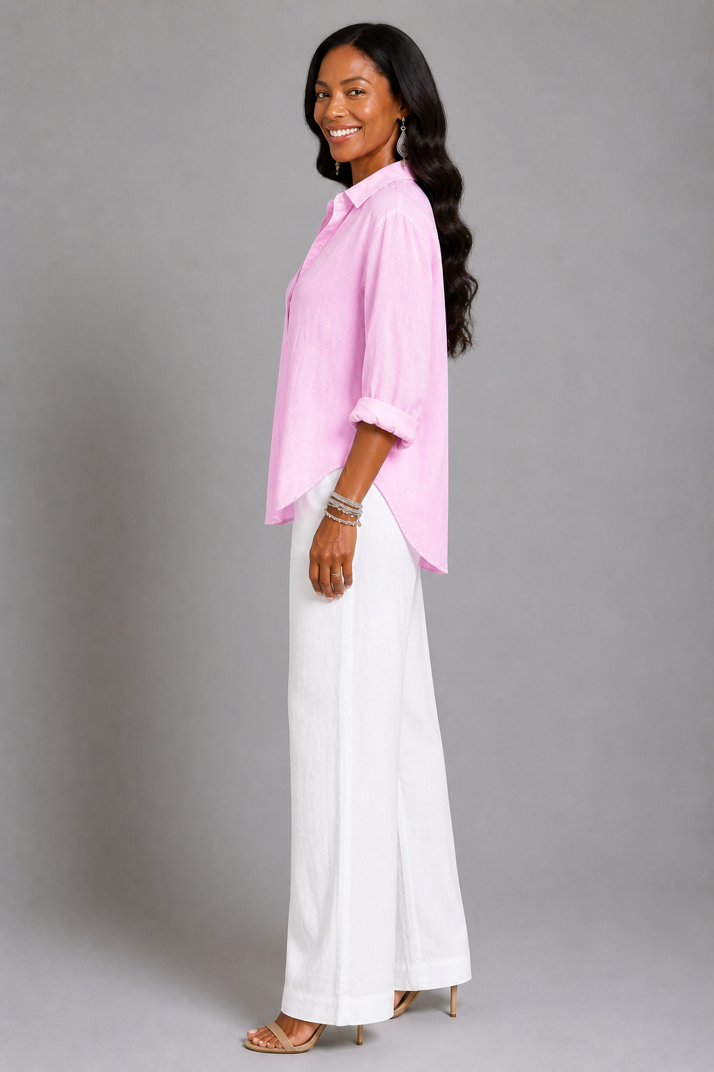 Harriet | Soft Pink Linen-Look Shirt
