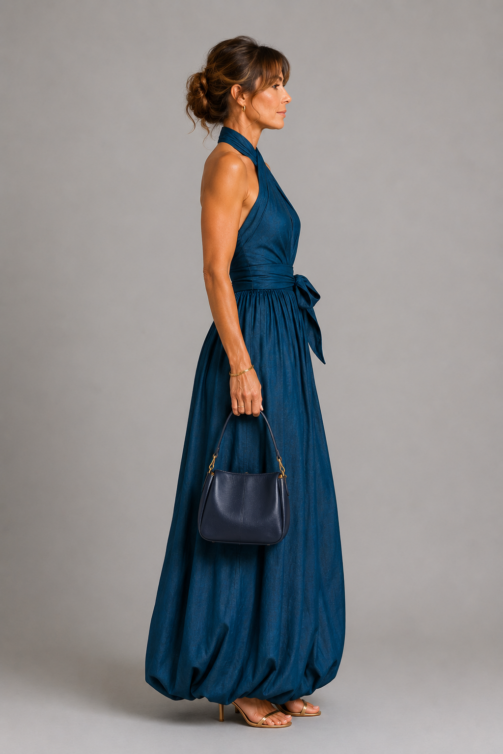 Petra | Denim Blue Halterneck Jumpsuit