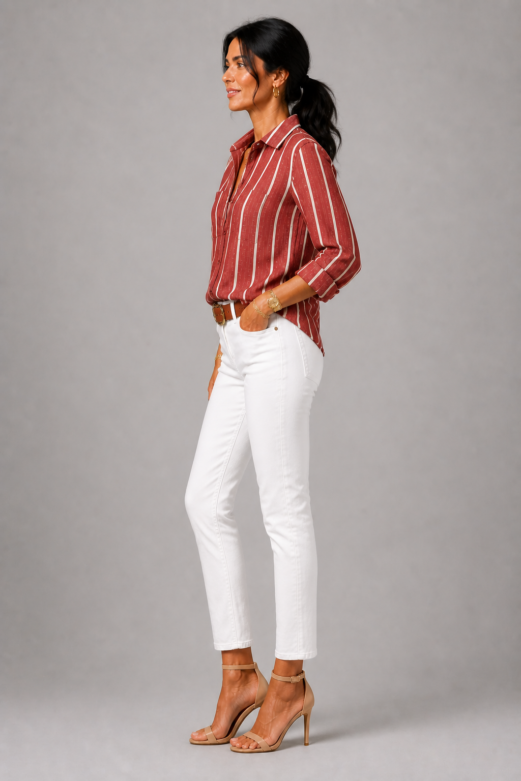 Rita | Rust Stripe Shirt