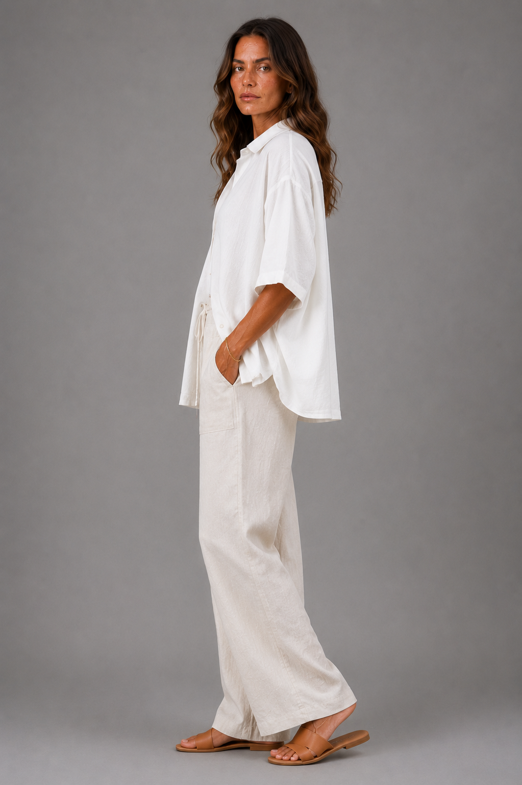 Lottie | White Relaxed Open-Front Shirt