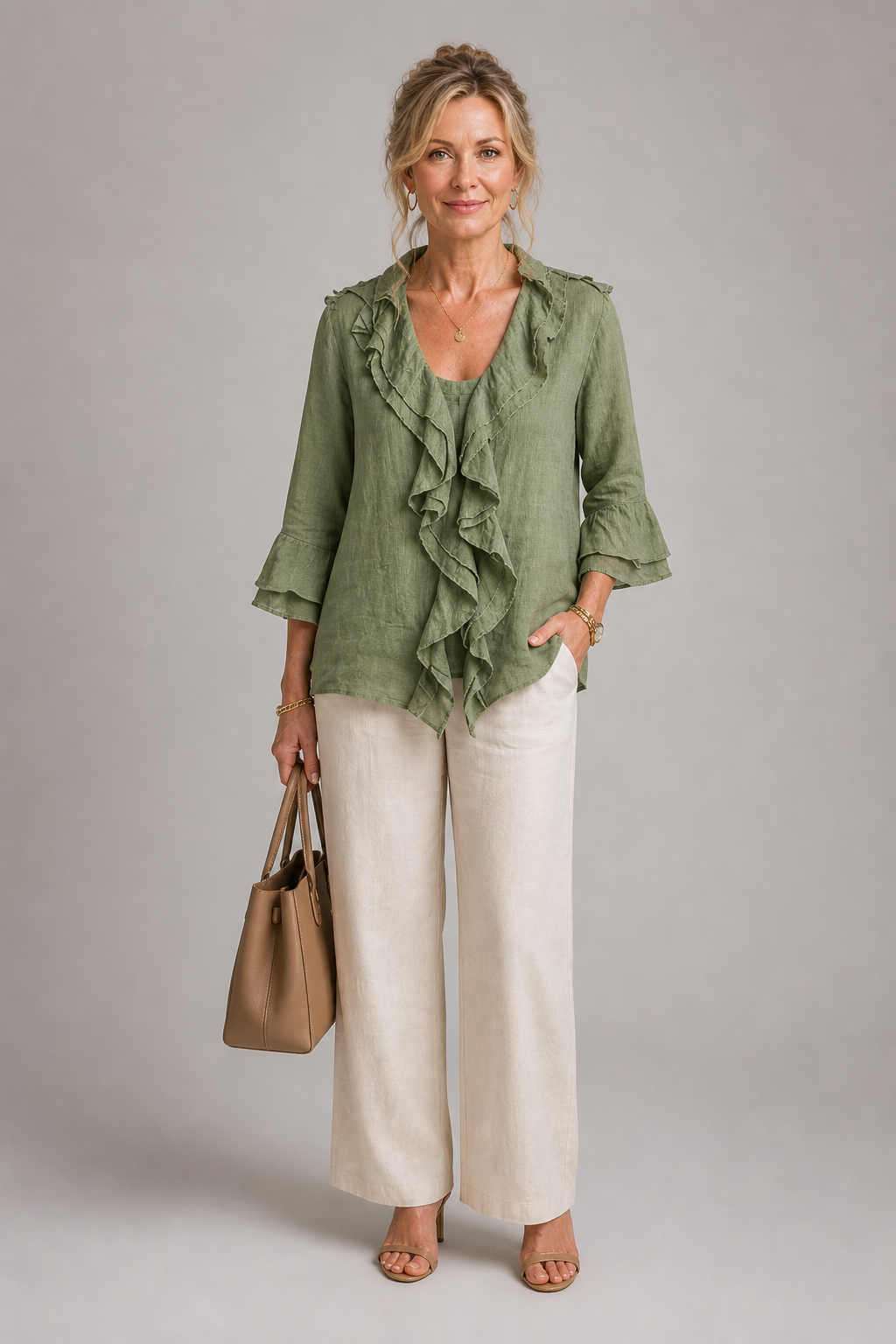 Lucy | Sage Ruffle Blouse