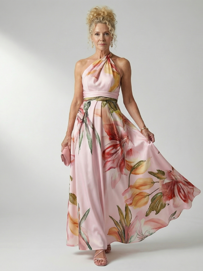 Monica | Floral Print Tie-Belt Maxi Dress
