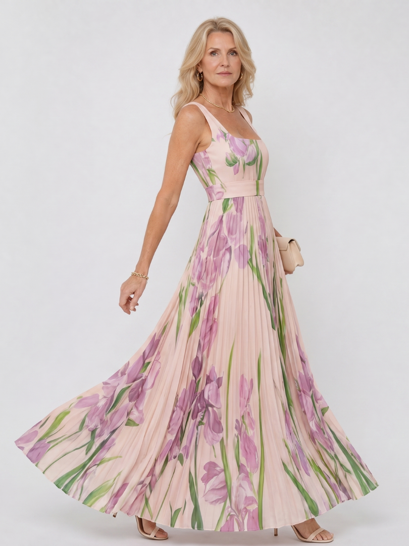Lorraine | Tulip Print Pleated Dress