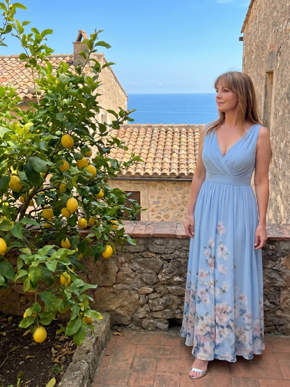 Hannah | Navy Floral Hem Maxi Dress