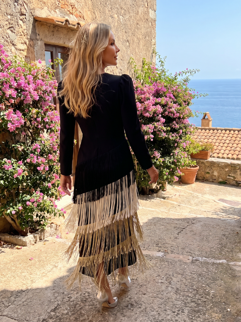 Georgina | Sage Green Fringe Detail Midi Dress