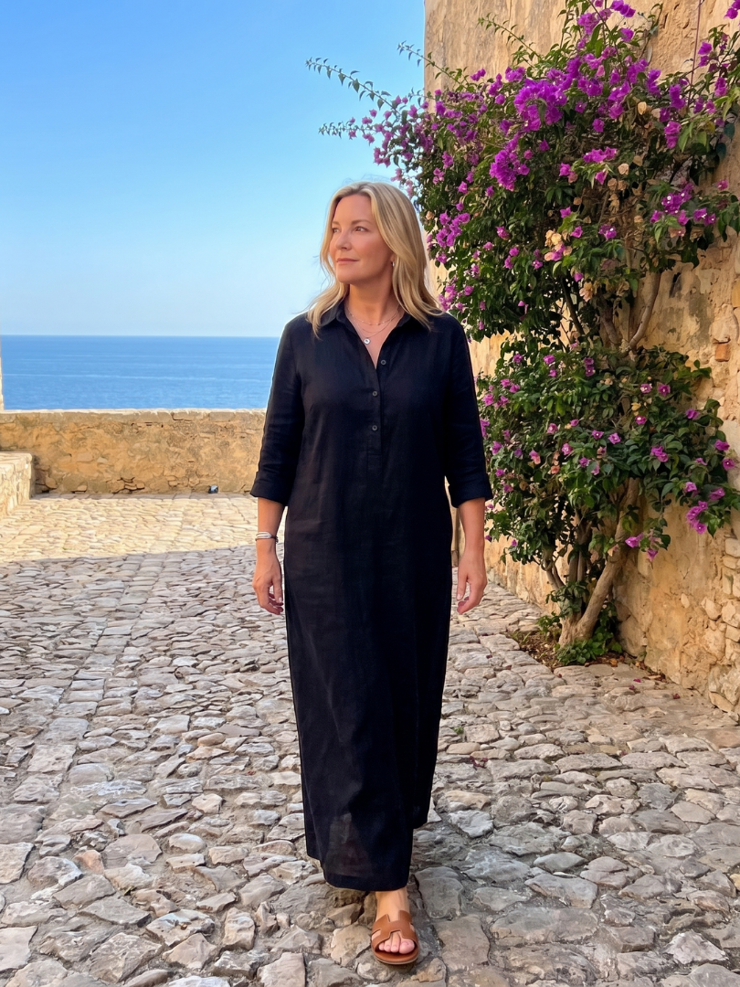 Philippa | Olive Linen-Look Maxi Dress