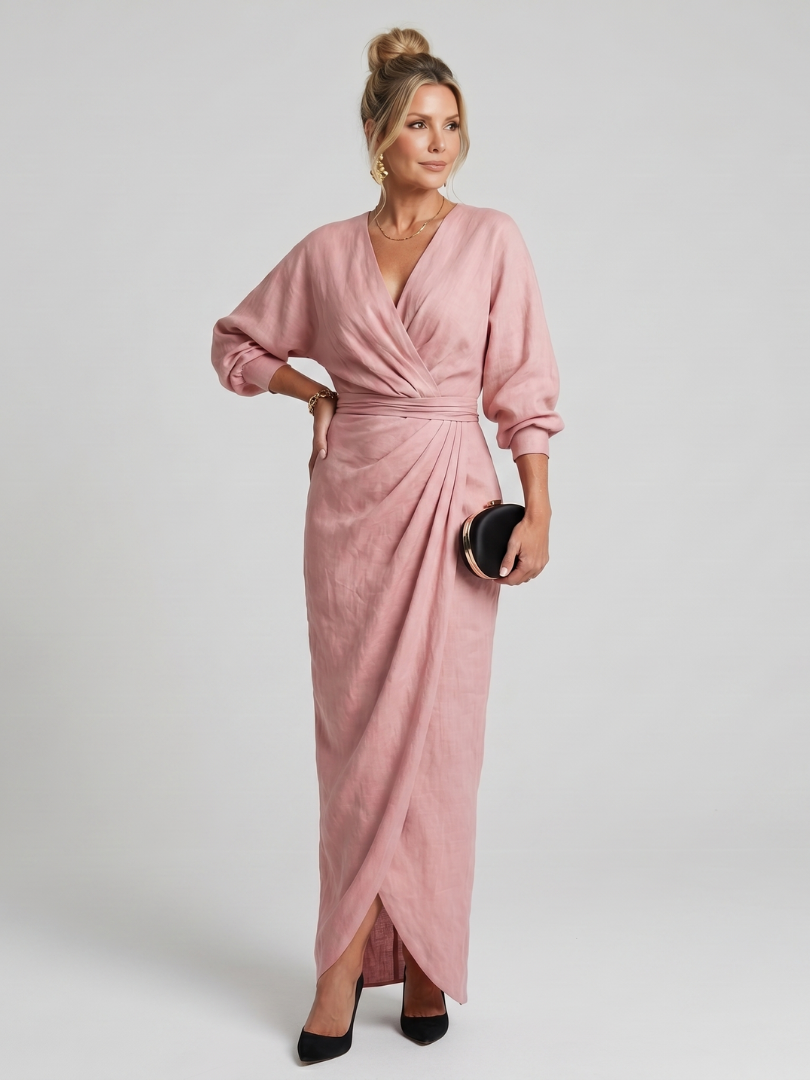 Kate | Red Long-Sleeve Wrap Dress