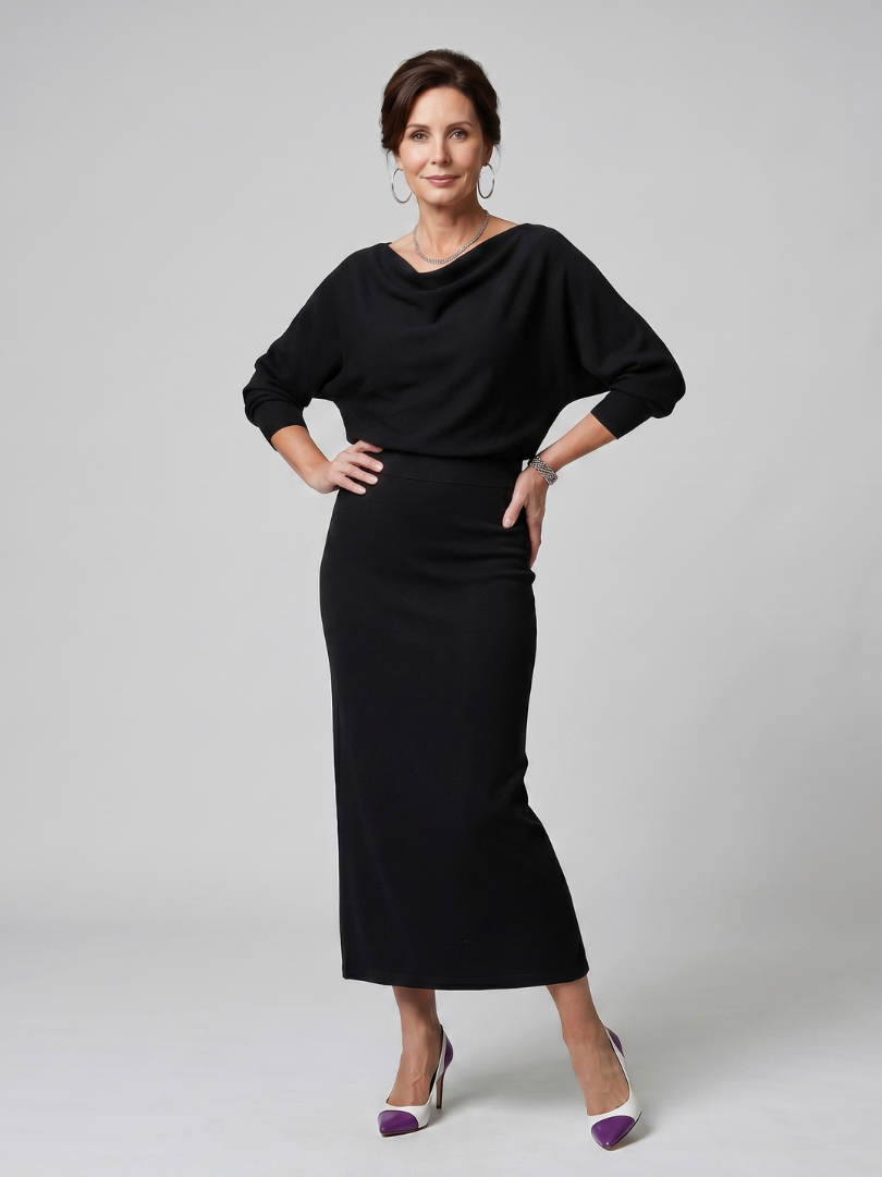 Clare | Grey Cowl-Neck Knitted Dress