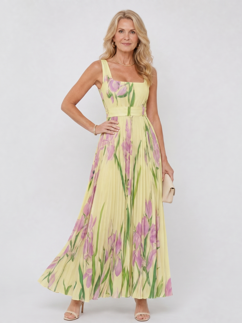 Lorraine | Tulip Print Pleated Dress