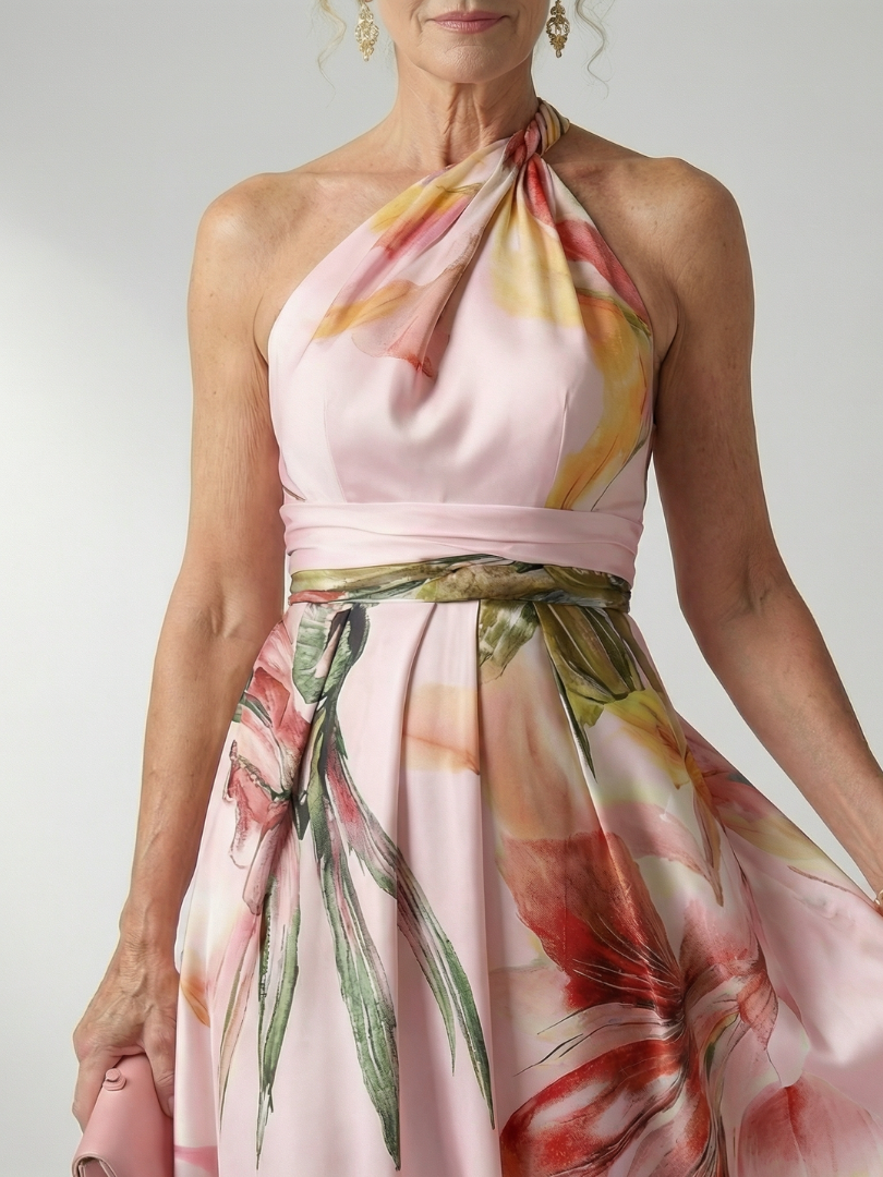 Monica | Floral Print Tie-Belt Maxi Dress