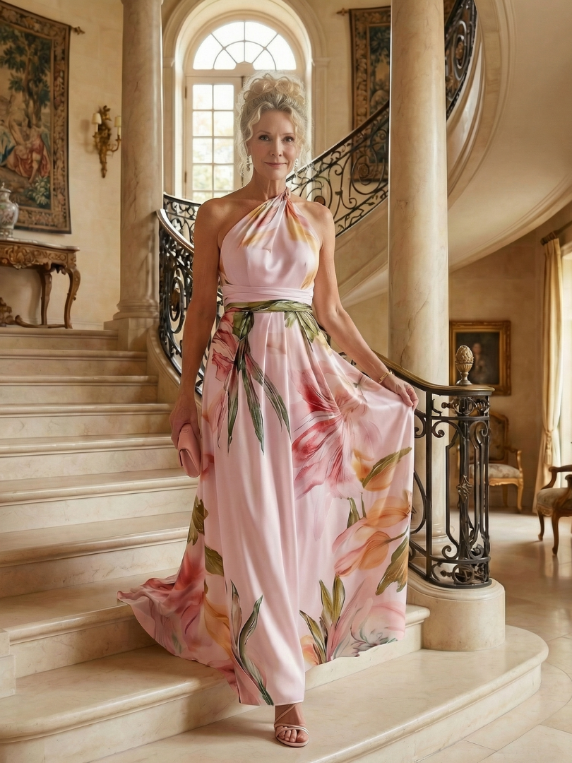 Monica | Floral Print Tie-Belt Maxi Dress