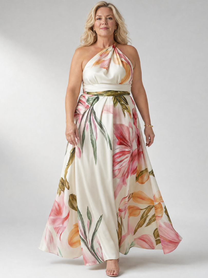 Monica | Floral Print Tie-Belt Maxi Dress
