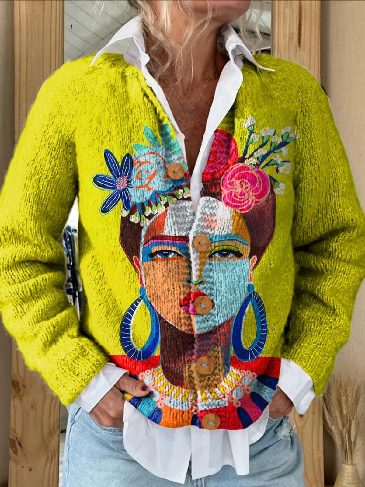 Audrey | Portrait Art Print Cardigan
