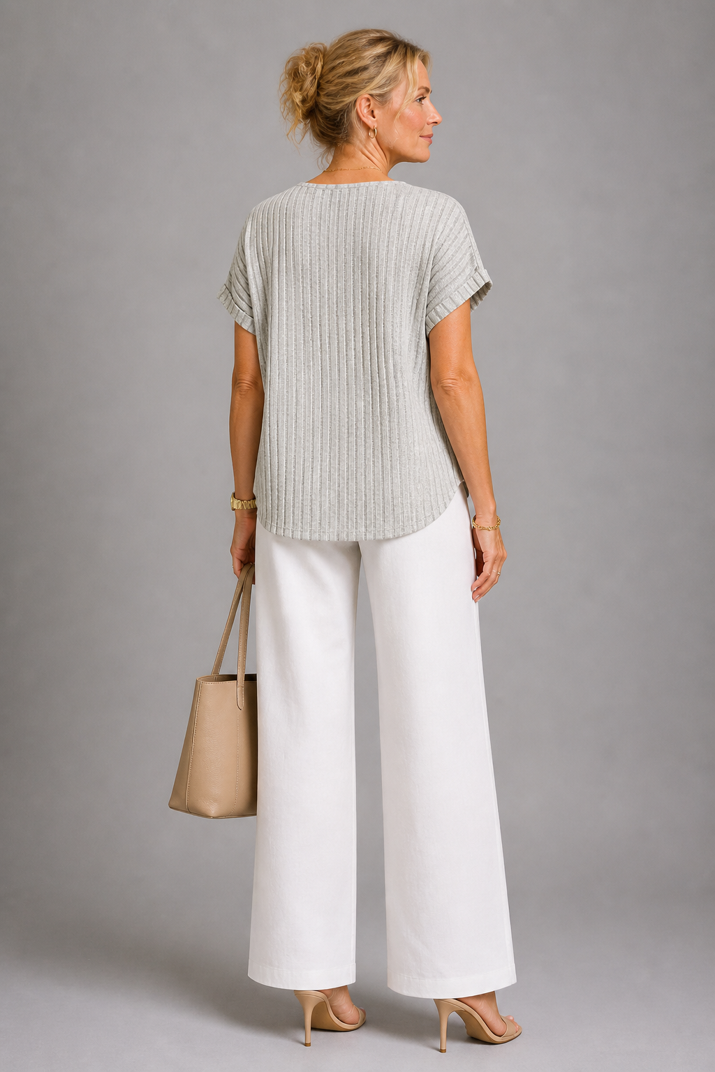 Hannah | Grey Button Knit Top