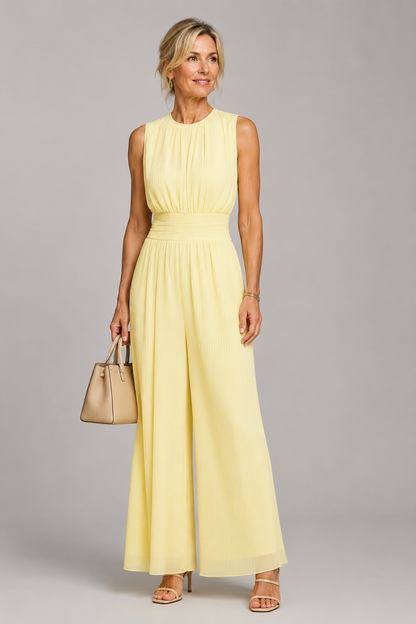 Erica | Pale Yellow Wide-Leg Jumpsuit
