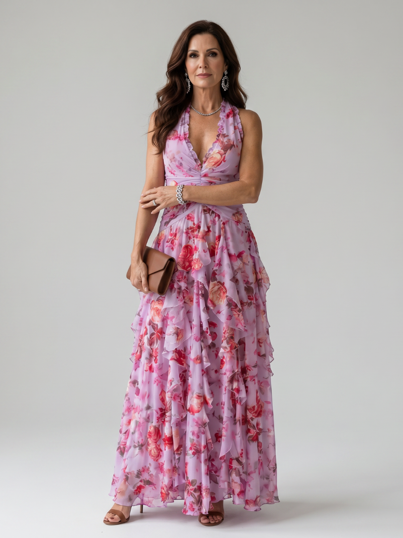 Rosalind | Lilac Floral Print Maxi Dress