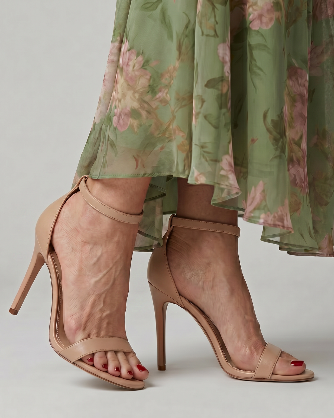 Helena | Beige Strappy Heeled Sandals