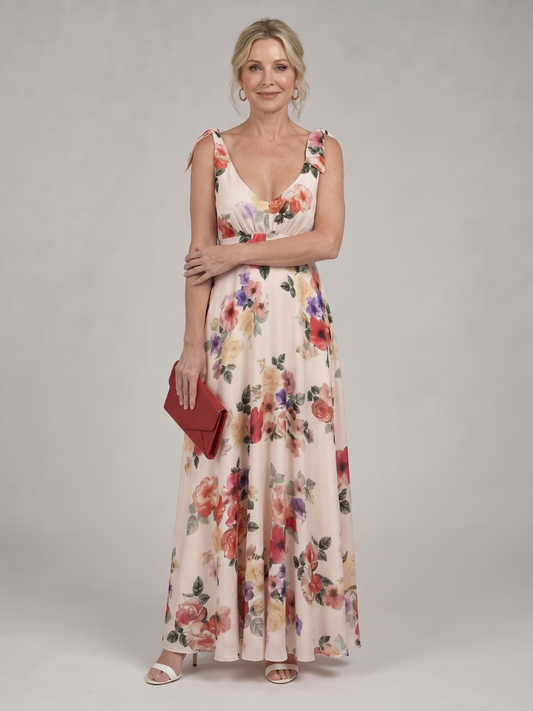 Rose | Cream Rose Print Maxi Dress