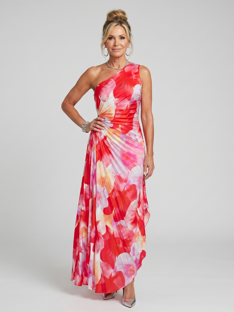 Diana | Coral One-Shoulder Maxi Dress