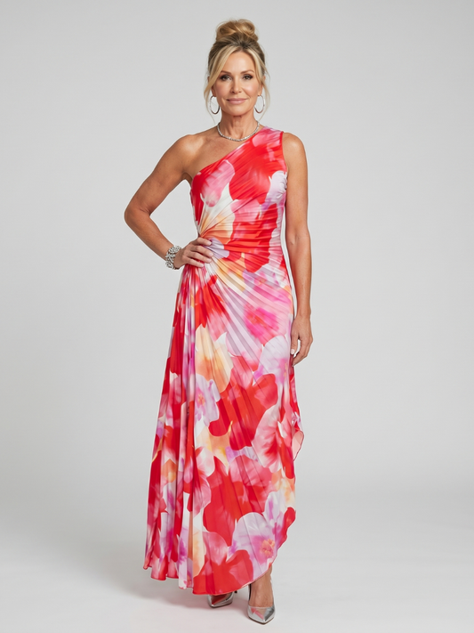 Diana | Coral One-Shoulder Maxi Dress