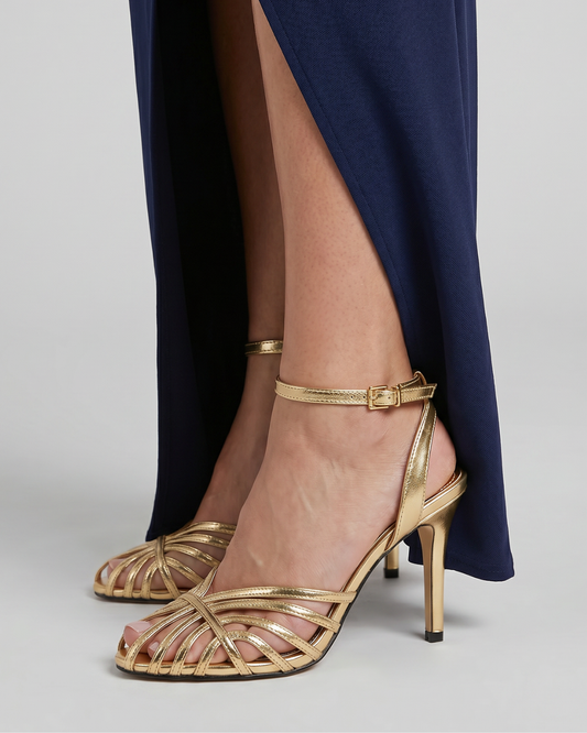 Matilda | Gold Strappy Stiletto Sandals