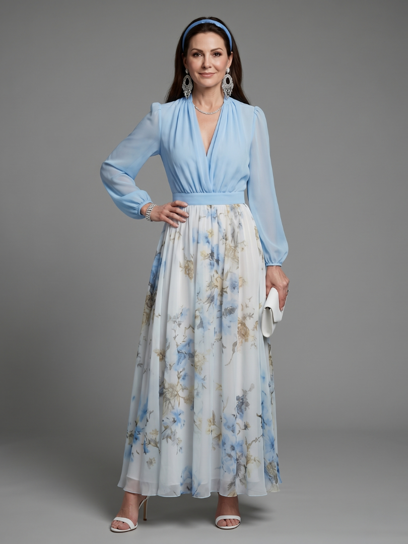 Alice | Light Blue Floral Skirt Maxi Dress