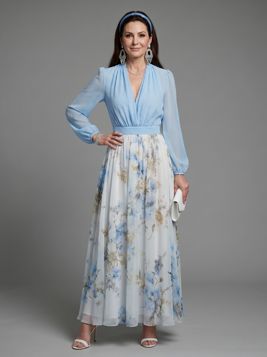 Alice | Light Blue Floral Skirt Maxi Dress