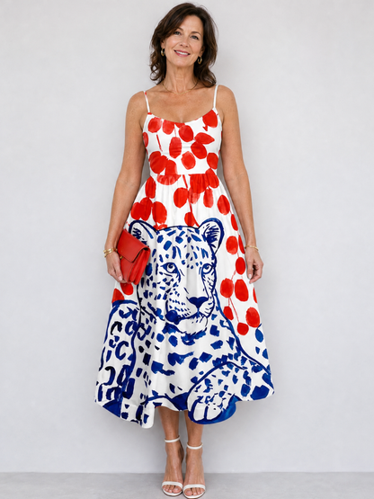 Nell | Leopard & Spot Print Midi Dress