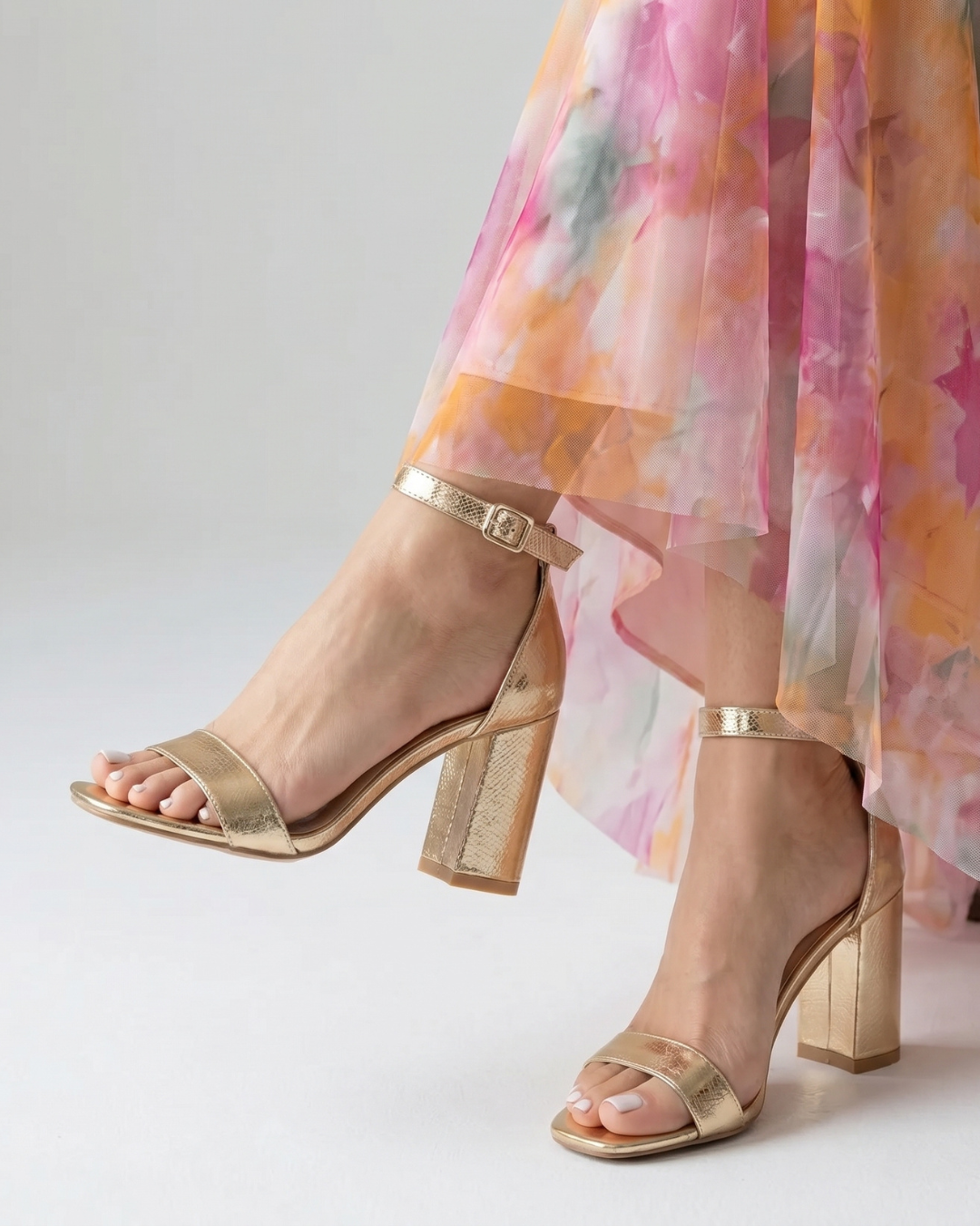 Greta | Gold Block-Heel Sandals