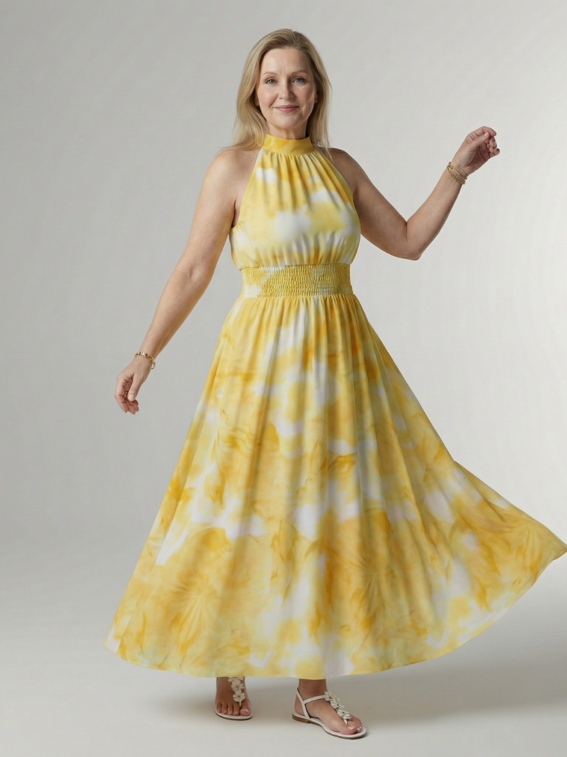 Tabitha | Yellow Batik Print Maxi Dress