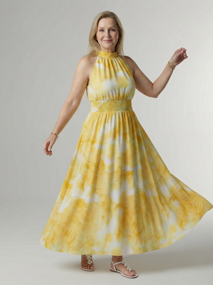 Tabitha | Yellow Batik Print Maxi Dress