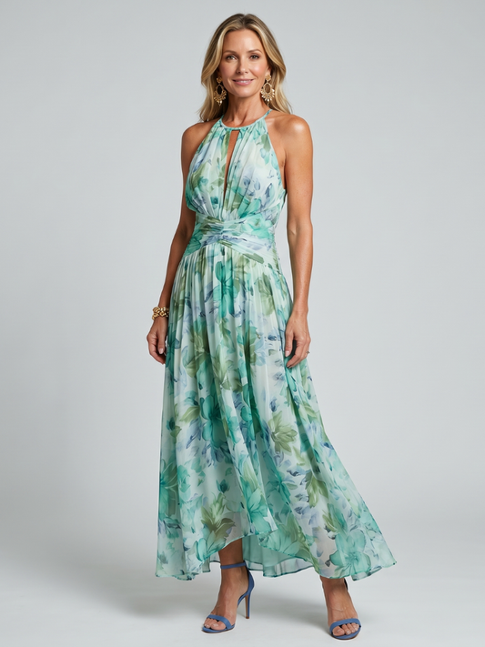 Valerie | Mint Watercolour Floral Midi Dress
