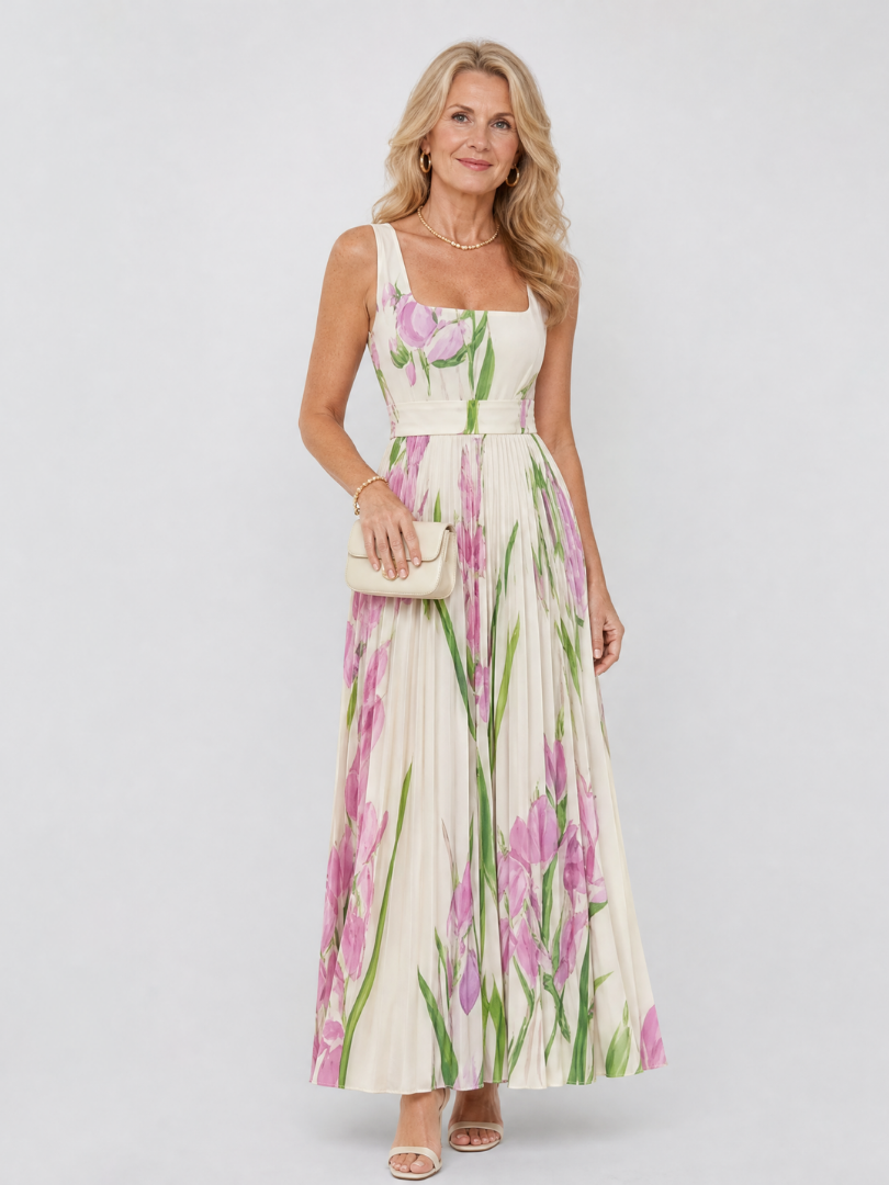 Lorraine | Tulip Print Pleated Dress