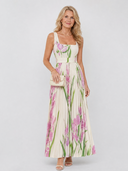 Lorraine | Tulip Print Pleated Dress