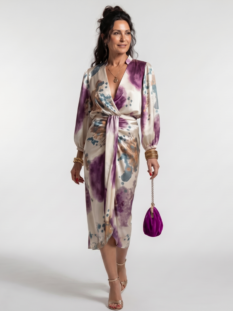Pamela | Watercolour Print Wrap Dress