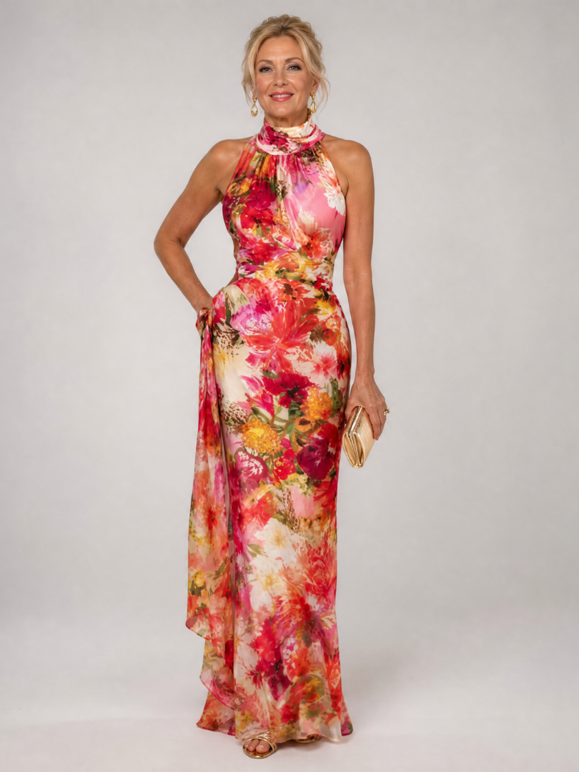 Miranda | Red Floral Print Maxi Dress