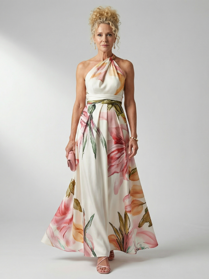 Monica | Floral Print Tie-Belt Maxi Dress