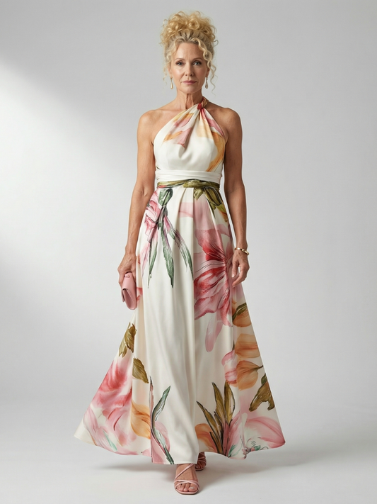 Monica | Floral Print Tie-Belt Maxi Dress