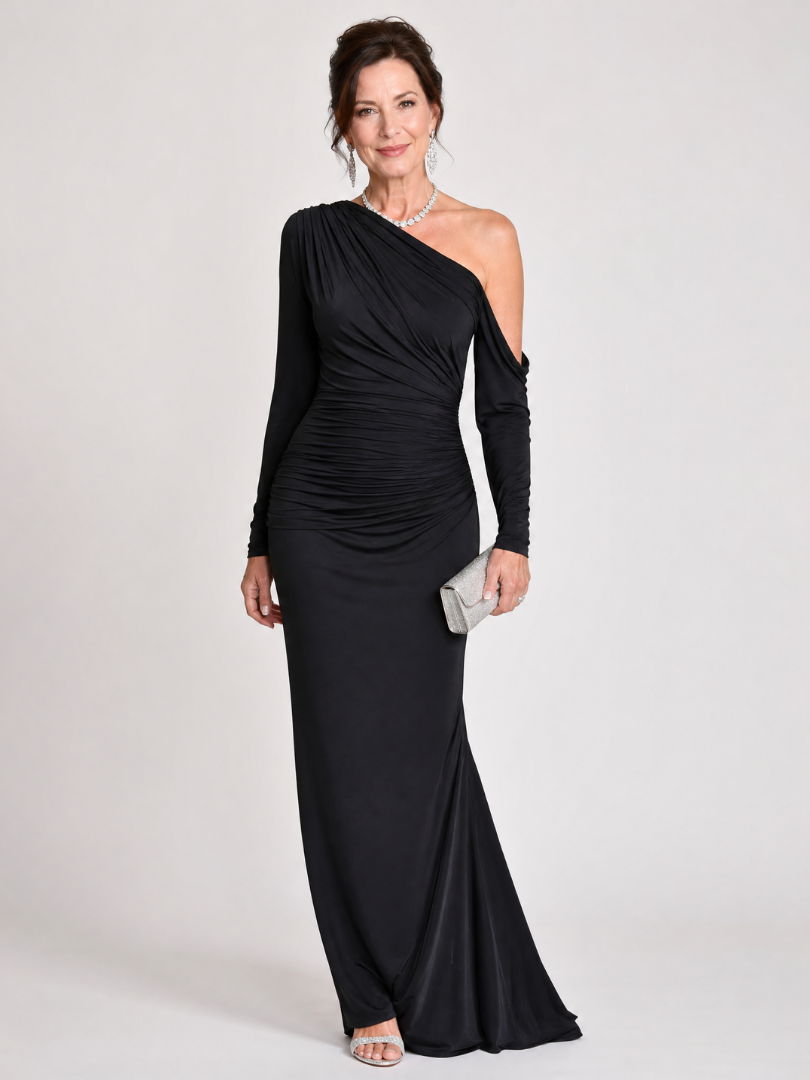 Vivien | Black One-Shoulder Maxi Dress