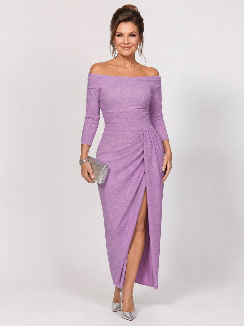 Wilma | Lilac Off-Shoulder Midi Dress