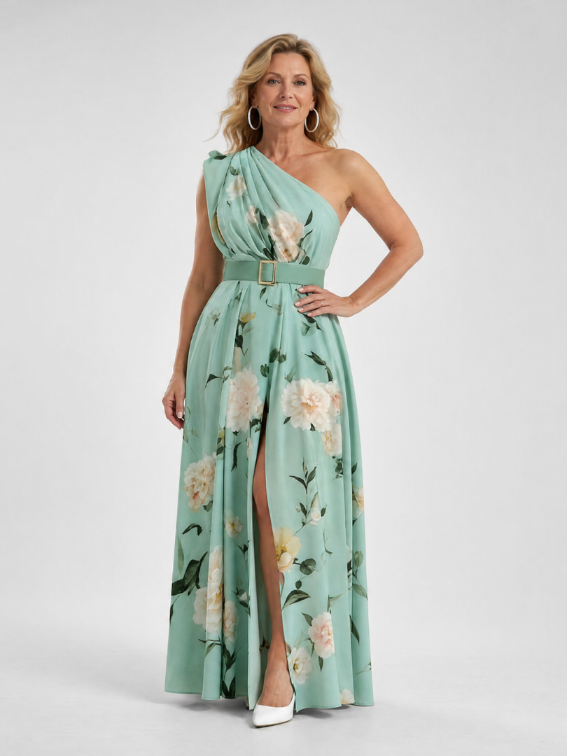 Ruth | Mint One-Shoulder Maxi Dress