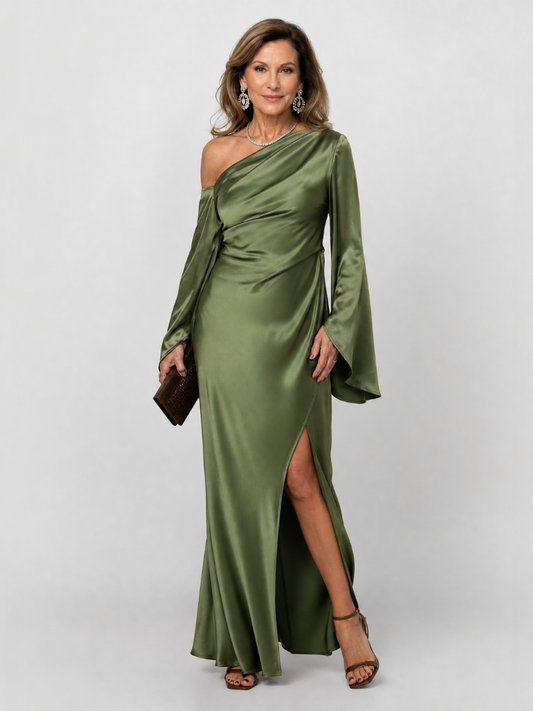 Christina | Olive One-Shoulder Maxi Dress