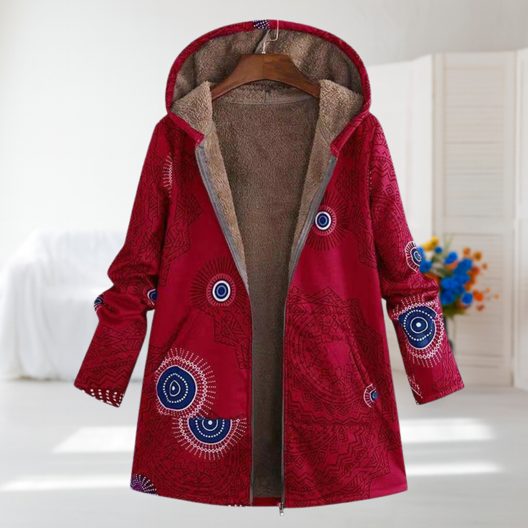 Deborah | Red Mandala Hooded Coat
