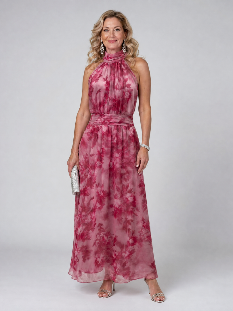Belinda | Berry Floral Print Midi Dress