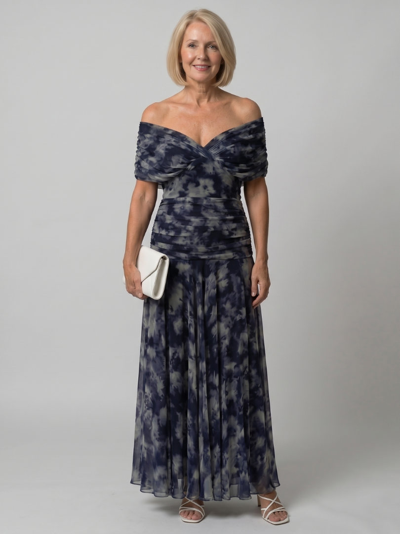 Linda | Violet Floral Print Midi Dress