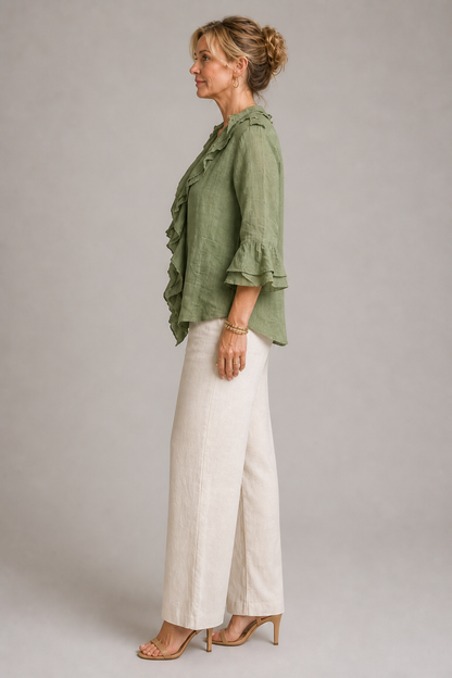 Lucy | Sage Ruffle Blouse