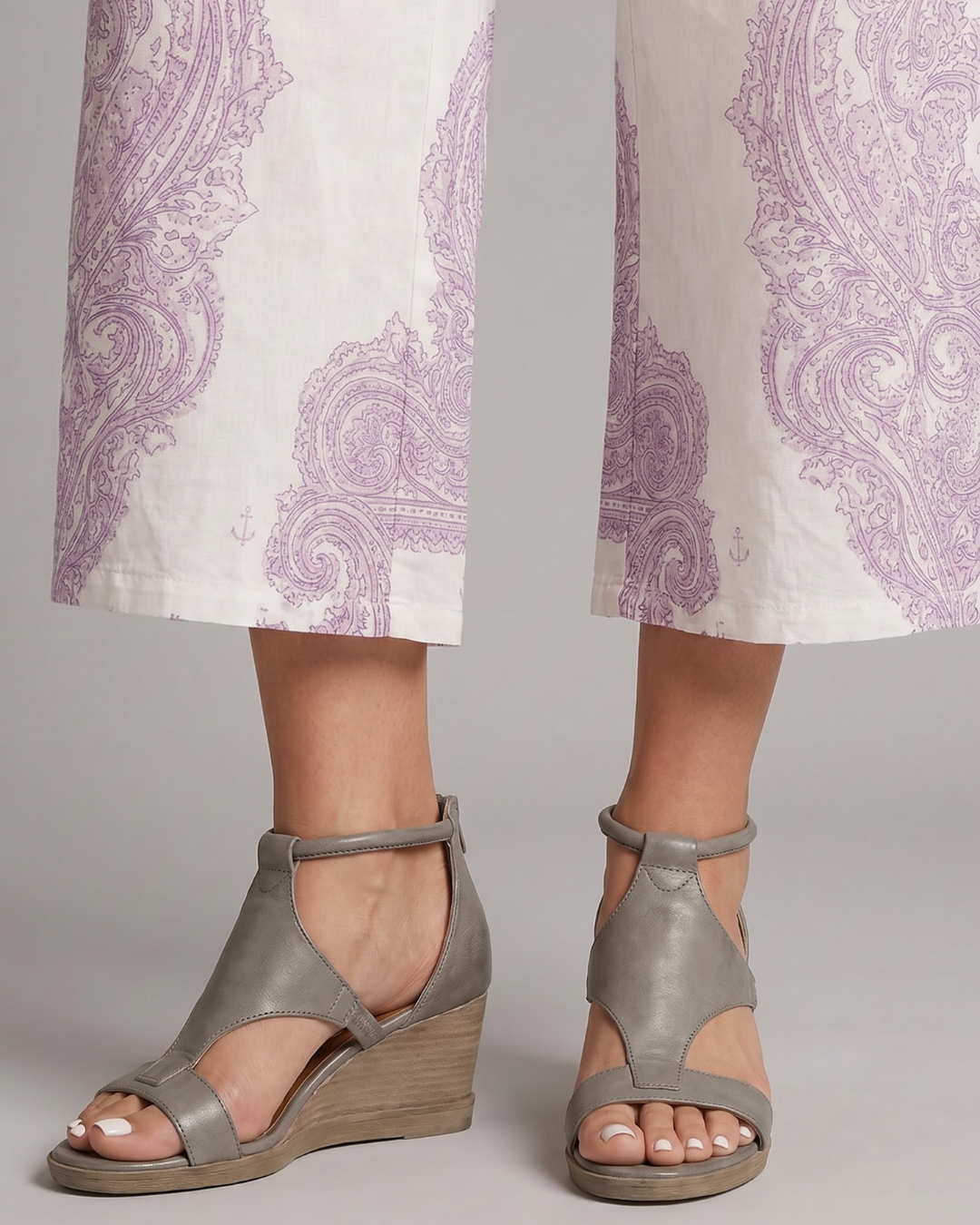 Fenella | Grey Wedge Sandals