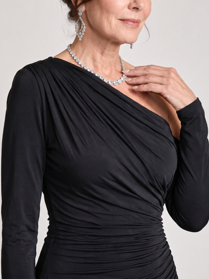 Vivien | Black One-Shoulder Maxi Dress