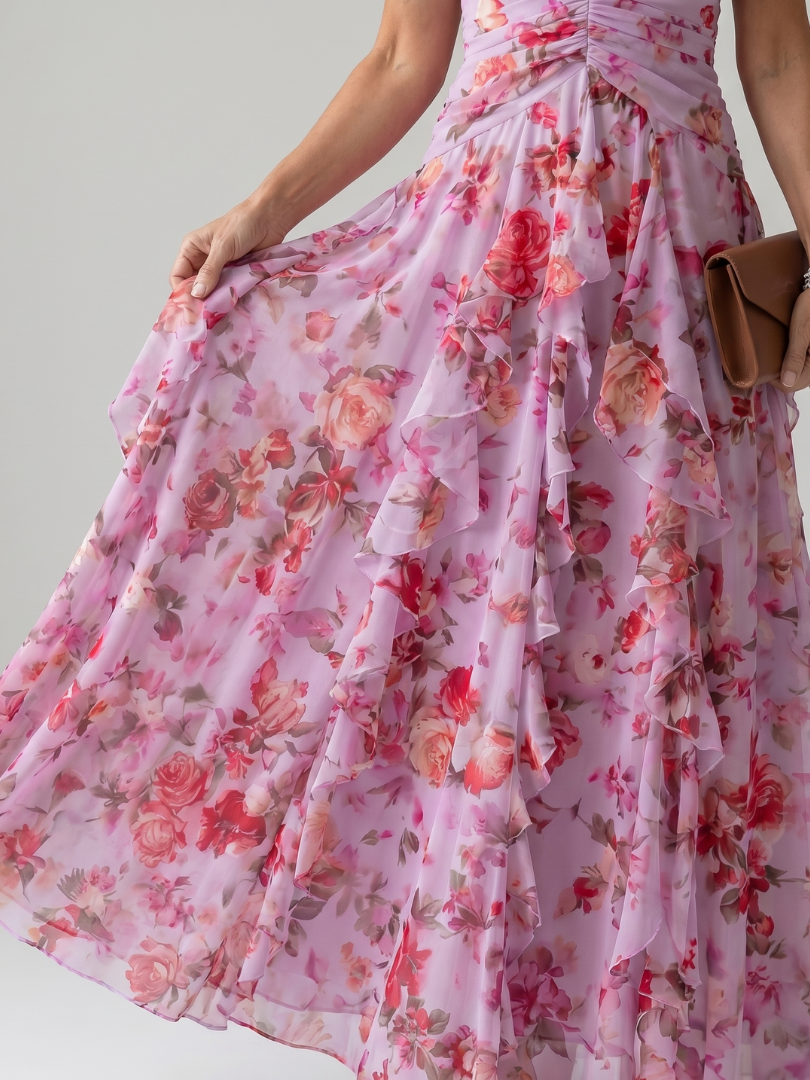 Rosalind | Lilac Floral Print Maxi Dress